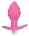 Розовая коническая анальная вибровтулка с ограничителем - 8 см. фото 1 — pink-kiss