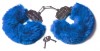 Шикарные синие меховые наручники с ключиками фото 1 — pink-kiss