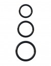 Набор из трех черных эрекционных колец Silicone 3-Ring Stamina Set фото 1 — pink-kiss