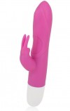 Розовый вибромассажер с клиторальным стимулятором ROLLER TIP WITH ROLLER BALL MOVEMENT - 14 см. фото 2 — pink-kiss