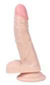 Телесный реалистичный фаллоимитатор REAL с трусиками для страпона - 21 см. фото 4 — pink-kiss
