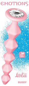 Розовая анальная цепочка с кристаллом Buddy - 17,7 см. фото 2 — pink-kiss