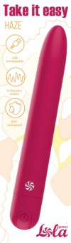 Бордовый перезаряжаемый вибратор Haze - 18 см. фото 3 — pink-kiss