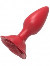 Красная анальная пробка с ограничительным основанием в виде розы фото 1 — pink-kiss