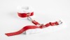 Бело-красные кожаные наручники с нежным мехом фото 3 — pink-kiss
