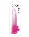 Розовый фаллоимитатор с мошонкой на присоске 10’’ Cock with Balls - 27,9 см. фото 2 — pink-kiss