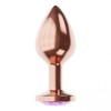 Пробка цвета розового золота с фиолетовым кристаллом Diamond Amethyst Shine S - 7,2 см. фото 1 — pink-kiss