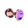 Пробка цвета розового золота с фиолетовым кристаллом Diamond Amethyst Shine S - 7,2 см. фото 2 — pink-kiss