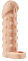 Телесная насадка-удлинитель с пупырышками KLEON - 15 см. фото 1 — pink-kiss
