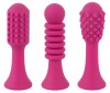 Ярко-розовый клиторальный вибратор с 3 насадками Spot Vibrator with 3 Tips - 17,9 см. фото 4 — pink-kiss