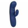 Синий вибромассажер-кролик Cashmere Silk Duo - 16,5 см. фото 1 — pink-kiss