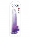 Фиолетовый фаллоимитатор с мошонкой на присоске 10’’ Cock with Balls - 27,9 см. фото 2 — pink-kiss