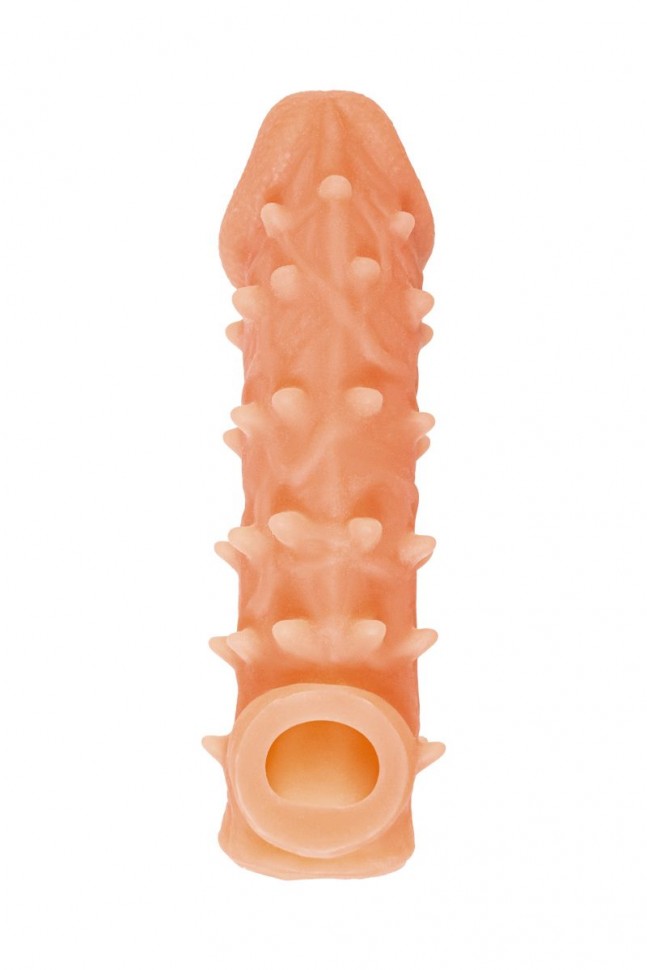 Телесная закрытая насадка с пупырышками Cock Sleeve Size S - 13,8 см. фото 1 — pink-kiss