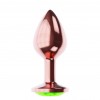 Пробка цвета розового золота с лаймовым кристаллом Diamond Emerald Shine S - 7,2 см. фото 1 — pink-kiss