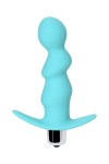 Голубая рельефная анальная вибропробка - 11,5 см. фото 6 — pink-kiss