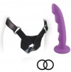 Фиолетовый страпон на регулируемом поясе с кольцами ADVANCED HARNESS KIT WITH AI - 16,5 см. фото 1 — pink-kiss