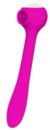 Розовый универсальный вибратор Drago с язычком - 18,3 см. фото 7 — pink-kiss