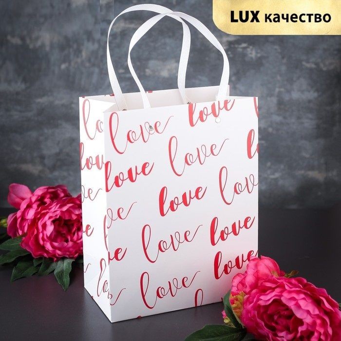 Ламинированный пакет "Любовь" - 31 х 13 х 24 см. фото 1 — pink-kiss