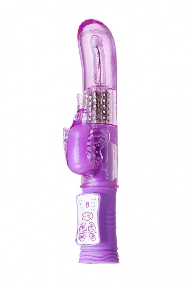 Фиолетовый вибратор High-Tech fantasy с бабочкой для клитора - 22,4 см. фото 1 — pink-kiss