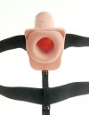 Телесный перезаряжаемый вибрострапон 7" Hollow Rechargeable Strap-on with Balls - 20,3 см. фото 3 — pink-kiss
