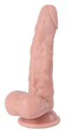 Телесный реалистичный фаллоимитатор REAL с мошонкой на присоске - 17,5 см. фото 1 — pink-kiss