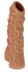 Телесная насадка с венками и открытой головкой Nude Sleeve M - 12 см. фото 1 — pink-kiss