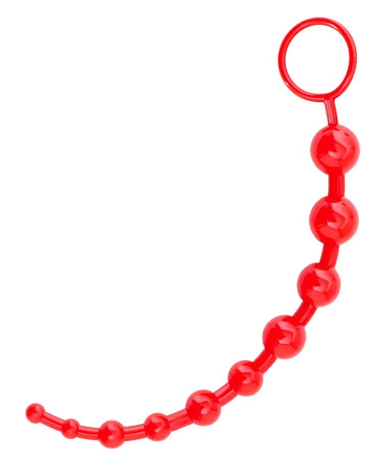 Красная анальная цепочка - 25 см. фото 1 — pink-kiss