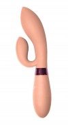 Бежевый вибратор Gina с клиторальным отростком - 20 см. фото 2 — pink-kiss