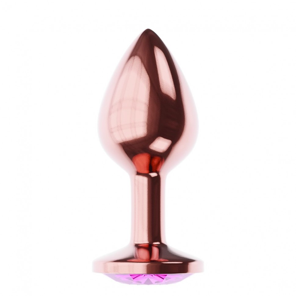 Пробка цвета розового золота с лиловым кристаллом Diamond Quartz Shine L - 8,3 см. фото 1 — pink-kiss