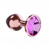 Пробка цвета розового золота с лиловым кристаллом Diamond Quartz Shine L - 8,3 см. фото 2 — pink-kiss