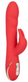 Красный вибромассажер-кролик с функцией нагрева Heated Silicone Ultra-Soft Rabbit - 21,5 см. фото 1 — pink-kiss