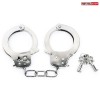 Серебристые металлические наручники на сцепке с ключиками фото 1 — pink-kiss