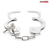 Серебристые металлические наручники на сцепке с ключиками фото 4 — pink-kiss
