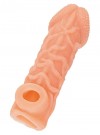 Телесная закрытая насадка с венками Cock Sleeve Size M - 15,6 см. фото 1 — pink-kiss