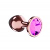 Пробка цвета розового золота с лиловым кристаллом Diamond Quartz Shine S - 7,2 см. фото 2 — pink-kiss