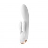 Белый вибратор-кролик Double Flex с двумя клиторальными отростками - 20,1 см. фото 3 — pink-kiss