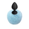Черная анальная пробка с голубым пушистым хвостиком Fluffy фото 2 — pink-kiss