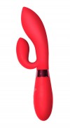 Красный вибратор Gina с клиторальным отростком - 20 см. фото 2 — pink-kiss