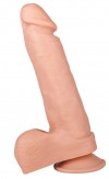 Реалистичный гелевый дилдо с мошонкой и присоской - 19 см. фото 1 — pink-kiss
