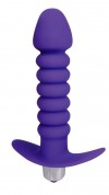 Фиолетовая анальная вибровтулка-елочка с ограничителем - 11,5 см. фото 1 — pink-kiss