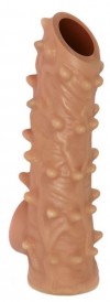 Телесная насадка с шипами и открытой головкой Nude Sleeve M - 12 см. фото 1 — pink-kiss