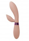 Бежевый вибратор Leyla с клиторальным отростком - 20,5 см. фото 2 — pink-kiss