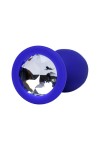 Синяя анальная пробка с прозрачным кристаллом - 7,3 см. фото 6 — pink-kiss