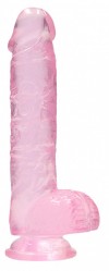 Розовый фаллоимитатор Realrock Crystal Clear 8 inch - 21 см. фото 1 — pink-kiss