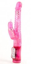 Розовый гнущийся вибратор с клиторальной стимуляцией - 24,5 см. фото 1 — pink-kiss
