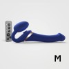 Синий безремневой страпон Multi Orgasm Size M с клиторальной стимуляцией фото 2 — pink-kiss