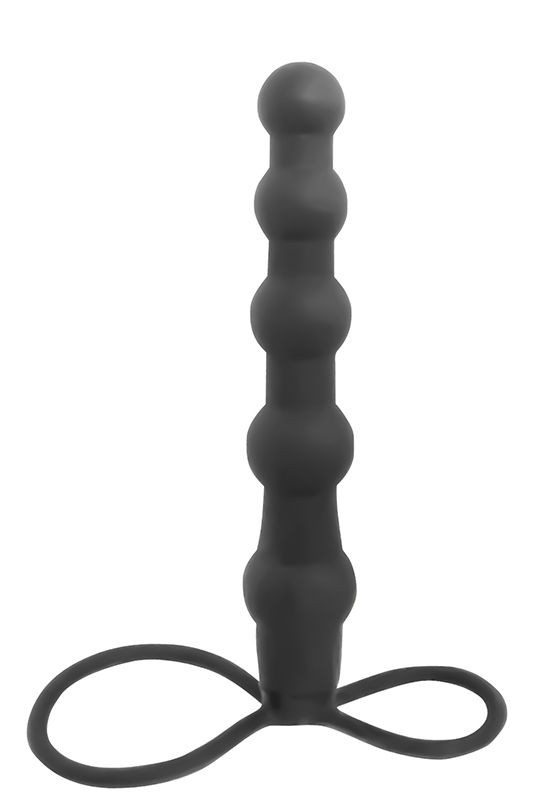 Черная ёлочка-насадка для двойного проникновения Mojo Bumpy - 15 см. фото 1 — pink-kiss