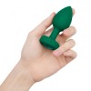 Зеленая анальная вибровтулка с кристаллом Vibrating Jewel Plug M/L - 10,5 см. фото 1 — pink-kiss