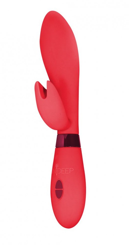 Красный вибратор Leyla с клиторальным отростком - 20,5 см. фото 1 — pink-kiss
