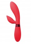 Красный вибратор Leyla с клиторальным отростком - 20,5 см. фото 2 — pink-kiss